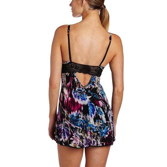 On Gossamer Fireworks Printed Mesh Nightie Chemise L NWT Boudoir Resortwear Luxe - Picture 2 of 10